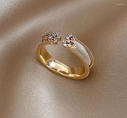 Cluster Rings Fashion Niche Simple Gold Colour Gear Ring For Women Birthday Party Jewellery 2024