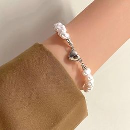 Charm Bracelets Korea Pearl Love Heart Magnetic Buckle Bracelet For Women Girls Fashion Star Butterfly OT Chain Jewelry Party Gift