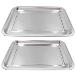 Guns 2pcs Stainless Steel Tattoo Trays 13.5" X 10" Dental Medical Tray Body Piercing Instrument Tray Flat Tool for Tattoo Supplies