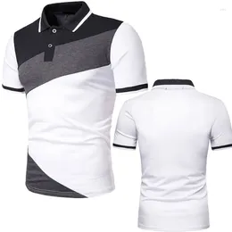 Men's Polos Fashion Casual Summer Polo Shirt Stitching Colour Cotton Short Sleeve High Quality Business Mens Top
