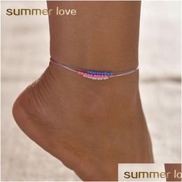 Anklets Newest Summer Beach Beaded Braided Rope Anklet Bracelet For Woman Man Waterproof Cord Bohemian Pendant Jewelry Gift Dhgarden Dhzm4