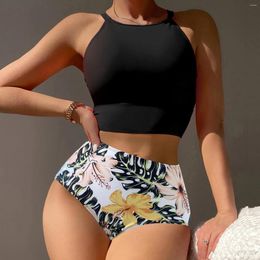 Women's Swimwear 2024 Split Swimsuit Tankini Racerback Flower Print Two Piece Set