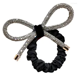 Hair Clips For Rhinestone Bow Ties Rope Glitter Jeweled Elastic Scrunc