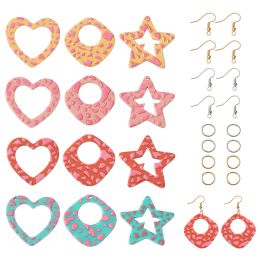 Back Pandahall DIY Dangle Earings Making Set with Star Heart Acrylic Pendant Charms Earring Hooks Jump Rings for Jewelry Supplies Kit