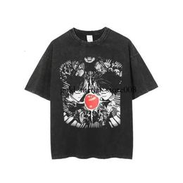 Men's T-Shirts Vintage Washed Tshirts For Men Digital Printing Anime Graphic T Shirt High Quality Women Harajuku Oversize Tee Cotton Streetwear 345