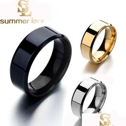 Cluster Rings 6Mm 8Mm Gold Sier Black Tungsten Stainless Steel Rings For Women Men Simple Glossy Engagement Fashion Jewelry Gift Drop Dh4Cj