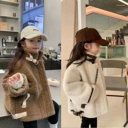 Jackets Boys And Girls Solid Colour Cool Coats Lamb Fleece Cotton Thickened Coat Top 2024 Fashion Winter Warm Clothes
