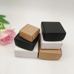 Back 50pcs Black/White/Kraft Paper Box for Packaging Earring Jewlery Box Gift Cardboard Boxes Diy Jewelry Display Storage Packing Box