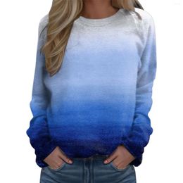 Women's Hoodies Gradient Print Woman Sweatshirts O-neck Pullovers Tops 2024 Autumn Winter Loose Womens Clothing Shirts Sudaderas