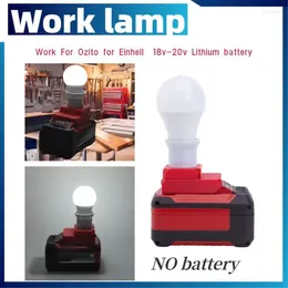 Portable Lanterns Rechargeable Working Led Light E27 Lamp Holder For Einhell Ozito 18v Battery 6000k 5w (Battery Not Included)