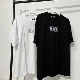 Men's T-Shirts KITH FW Oversize 2023 Tees Cotton Short Sleeve T-shirt Best Quality Outdoor O-Neck Tile Box Print Moroccan White Black Apricot J240219
