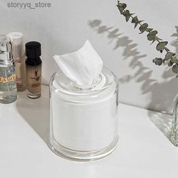 Tissue Boxes Napkins Transparent Acrylic Tissue Box Desktop Napkin Storage Box Case Nordic Roll Paper Toilet Paper Holder Bathroom Face Towel Box Q240222