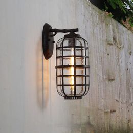 Wall Lamp Outdoor Waterproof American Country Retro Aisle Balcony Light European Garden Rain Proof E27 Lighting