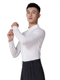 Stage Wear 2024 Ballroom Dance Competition Clothes Men's Shirt Modern Latin Adult Long Sleeve F5001