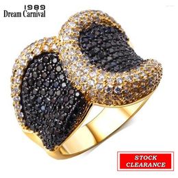 Cluster Rings DreamCarnival1989 Great Bargain Bottom Price Gothic Women Stock Clearance Limited Size Small Quantity Black Gold Colour