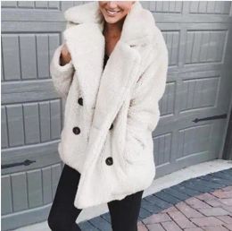 Fur 2019 Winter Faux Fur Teddy Bear Coat Jacket Women Fashion Open Stitch Hooded Coat Female Long Sleeve Fuzzy Jacket Coat