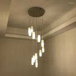 Chandeliers Modern Long LED Chandelier Spiral Crystal Lighting Staircase Ceiling Lamp Display Bedroom El Hall Indoor Lamps