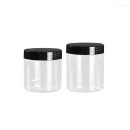 Storage Bottles 100ml 120ml 150ml 200ml 250ml Skincare Facial Cream Pots PET Refillable Bottle Plastic Black Lid Empty Clear Hair Wax Jars