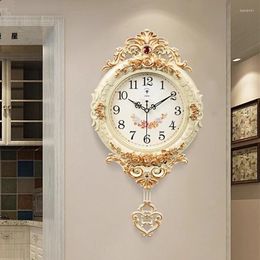 Wall Clocks Swing Mute European Retro Style Plastic Glass Dial Els Living Room Bedroom Clock Decoration Pendant