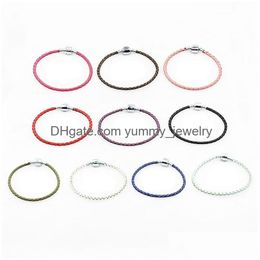 Charm Bracelets M Leather Cord Bracelets Fit Pan Dora Charms European Beads Bangle Genuine Cow Rope Diy Jewellery Making Accessories Ba Dhzk6