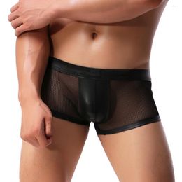 Underpants Sexy Men Boxers Shorts Low Rise Mesh Transparent Underwear Lingeries Male See Through Erotic Trunk Boxershorts