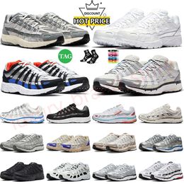 Designer Sneakers P6000 Running Shoes For Men Women Casual Platinum Varsity Red Metallic Silver Flat Triple Black Metallic Silver Platform Sports Trainers Size 45