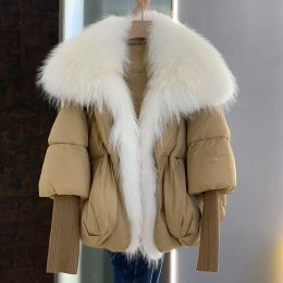Fur 2023 New Autumn Winter Goose Down Jacket Warm Women Coat Oversized Thick Luxury Fashion Outerwear Real Fox Fur Collar