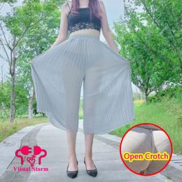 Capris Woman Sexy See Through Open Crotch Pants Hot Outdoor Easy Korean Style Japan Style Loose Trousers Hollow Out Crotchless Skirts