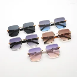 Sunglasses Frameless Trimmed Sun Glasses 2024 Fashion Trend Personality Large Frame Instagram Style De Sol Feminino