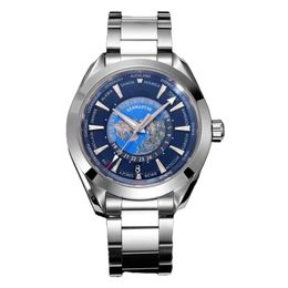 French Brand Mechanical Men's Sapphire Mirror Earth Gauge Glamour Watch