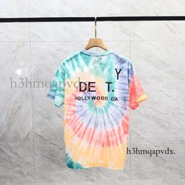 Mens Designer T Shirt Rainbow Pattern Quality Short-sleeved Fashion Men and Women Short T-shirt Couple Models Cotton Luxury Men Hip Hop Clothes 404