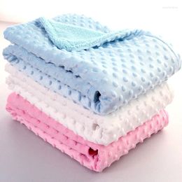 Blankets Baby Blanket & Swaddling Born Thermal Soft Fleece Winter Solid Bedding Set Quilt Infant Swaddle Wrap