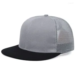 Ball Caps Hip Hop Hat Breathable Mesh Hipster Flat Brim Men Summer Snapback Baseball Cap Adult Solid Colour