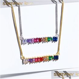 Pendant Necklaces Cz Rainbow Pendants Necklace Bracelet For Woman Fashion Gold Sier Copper Long Chain Trendy Party Wedding J Dhgarden Dhlet