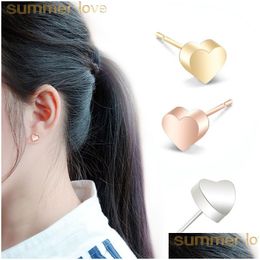 Stud New Personalised Lovely Stainless Steel Heart Stud Earring For Women Gold Sier Rose Cute Small Fashion Jewellery Drop De Dhgarden Dhlss