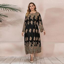 Casual Dresses Malaysian Spring Printed Dress Plus Size Women Abayas Muslim Vacation Beach Islam Clothes Femme Robe