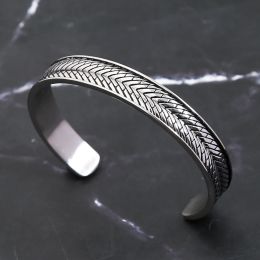 Bangles Fashion Simple Stainless Steel Cuff Bracelets For Men Women Charm Wheat Style Bracelet Jewelry Wedding Party Gifts Adjustable