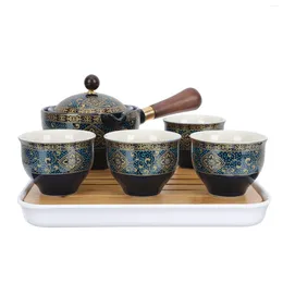 Dinnerware Sets Ceramic Tea Set Serving Tool Matcha Retro Teapot 360 Degree Rotary Porcelain Kettle Making