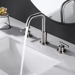 Bathroom Sink Faucets Design Brass Brushed Nickel 8" Widespread 2 Handle 3 Hole Faucet Top Quality Cold Water Basin Tap