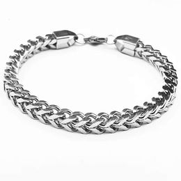 Popular hip-hop front and back chain 6mm stainless steel bracelet woven grinding four sided bracelet Jewellery