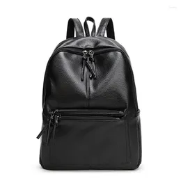 School Bags AIWITHPM Travel Girls Backpack Korean Women Female Rucksack Leisure Student Bag Soft PU Leather Famale