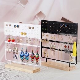 Rings Metal 144hole Jewellery Rack Table Top Earrings Ring Rack Necklace Jewellery Removable Wooden Display Storage Rack Jewellery Display