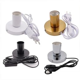 Other Janitorial Supplies Wholesale Polished Metal Desktop Lamp Base 180Cm Cord E27 Holder With On/Off Switch Eu Us Plug In Screw Fo Dhkfl