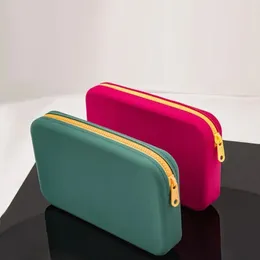 Cosmetic Bags Solid Colour Silicone Storage Bag Contrasting Colours Large Capacity Coin Money Sanitary Napkin Outdoor