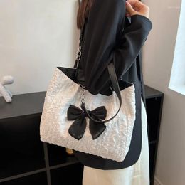 Evening Bags Women's Large Capacity Shoulder Bag Fashion Cute Bow Zipper Handbags Portable Computer Tote