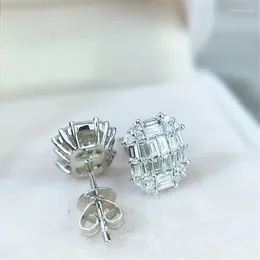 Stud Earrings Pure Natural 1 Carat Crystal Gemstone Real S925 Sterling Silver Earring For Women 925 Jewellery Bizuteria