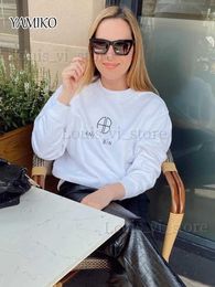 Felpe con cappuccio da donna Felpe YAMIKO Classic Letter Felpa da donna O-Collo a maniche lunghe Primavera e autunno Pullover Top 2024 Fashion Street Felpe T240222