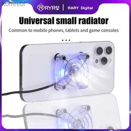 Other Cell Phone Accessories RYRA Mini Mobile Phone Cooling Fan Radiator Portable USB Charging Game Mute Cooler CellPhone Cool Heat Sink With Silicone Sucker 240222