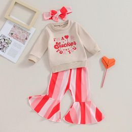 Clothing Sets Baby Girl Valentines Day Outfits Born Sweet Heart Sweatshirt Pants Set Spring Clothes My First Valentine