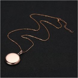 Pendant Necklaces 3 Colour Round Stainless Steel Living Memory Openging Locket Necklace Magic Family Po Engraving Gift For Ba Dhgarden Dhhaf